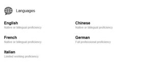 Example of multilingue Resume on LinkedIn