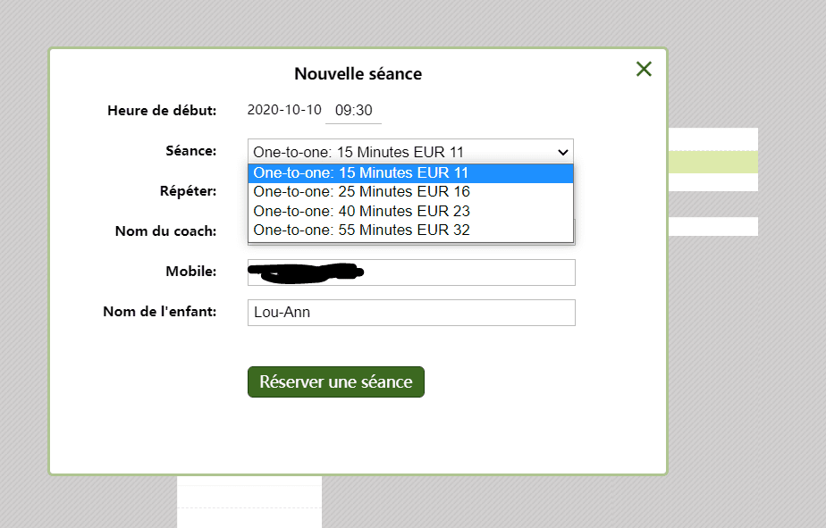 Réserver une session