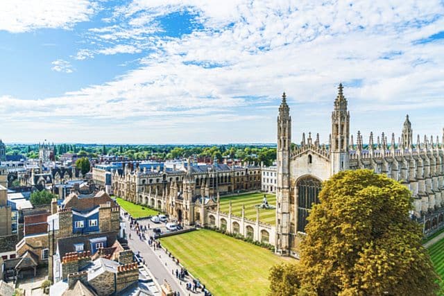 High angle view city Cambridge