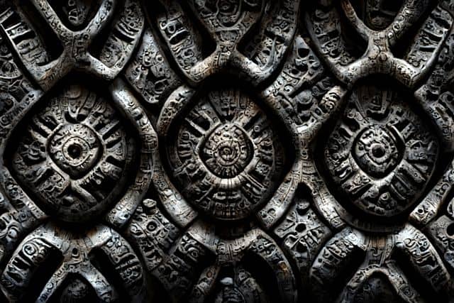 ancient aztec stone wall carving