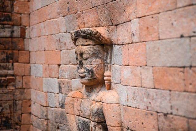 Sculpture person bricks